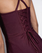 Ruched lace-up back maxi dress, detail view 3