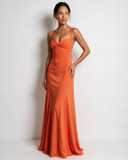 Ruched lace-up back maxi dress, detail view 11