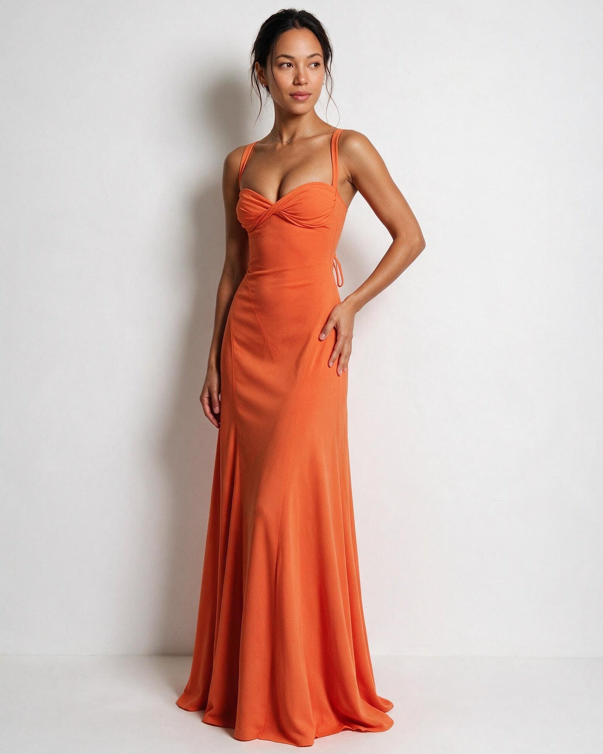 Ruched lace-up back maxi dress, detail view 11