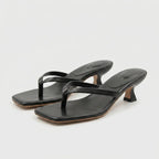 Square-toe kitten heel toe-post sandals, alternate view 2