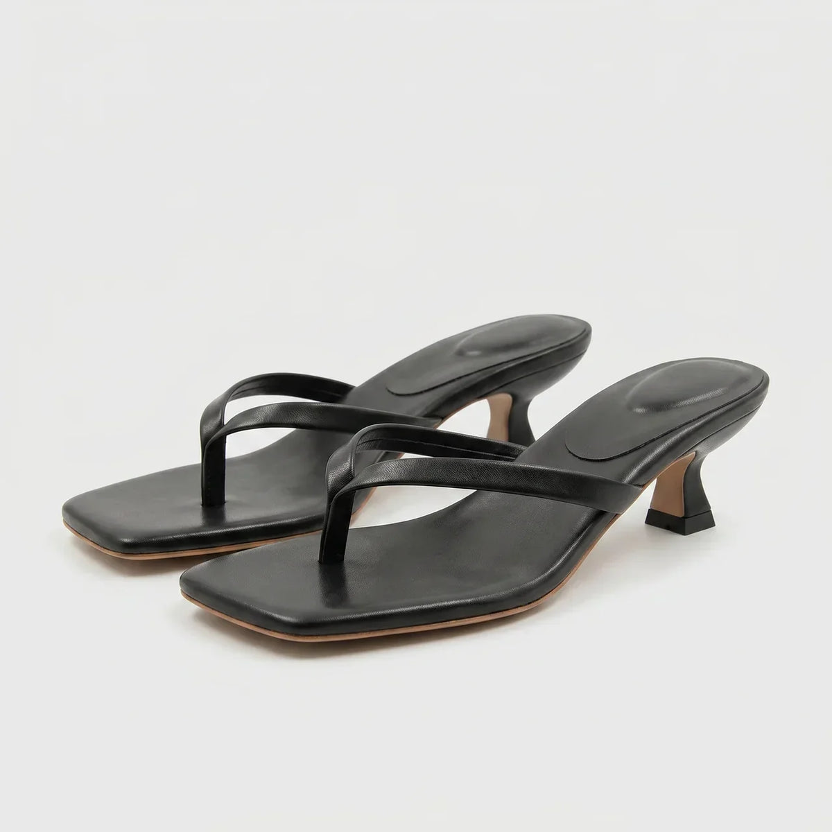 Square-toe kitten heel toe-post sandals, alternate view 2