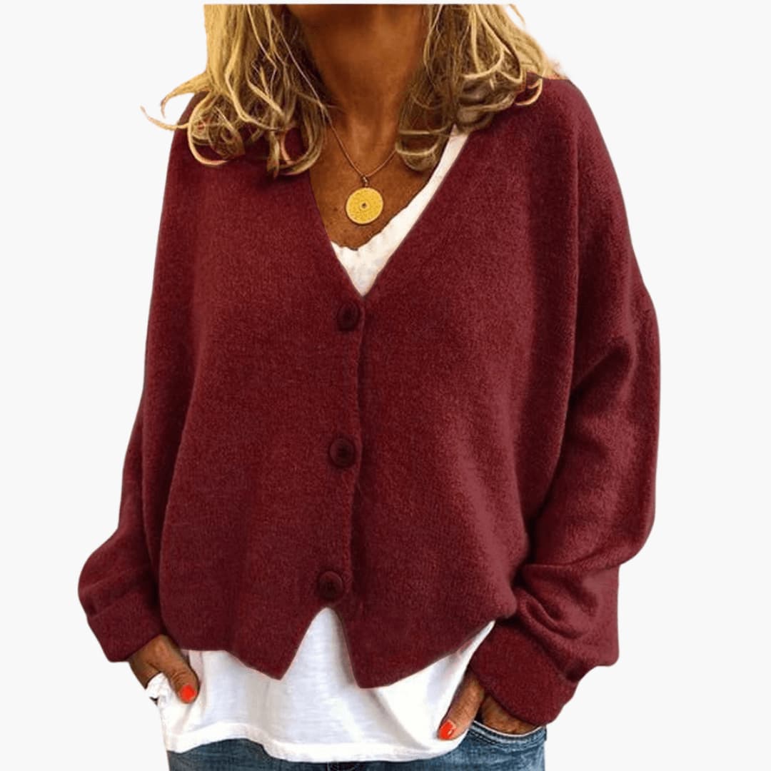 Hyggelig Cardigan med V-hals og Knapper