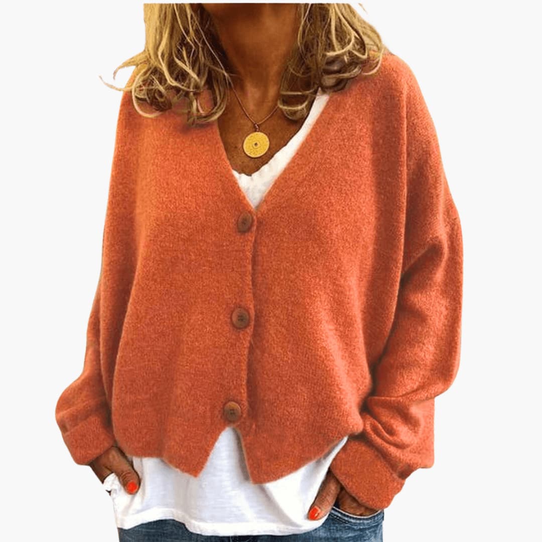 Hyggelig Cardigan med V-hals og Knapper