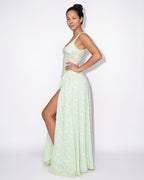 Floral corset slit maxi dress, detail view 2