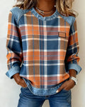 Patchwork Sweatshirt i farven Orange, set forfra