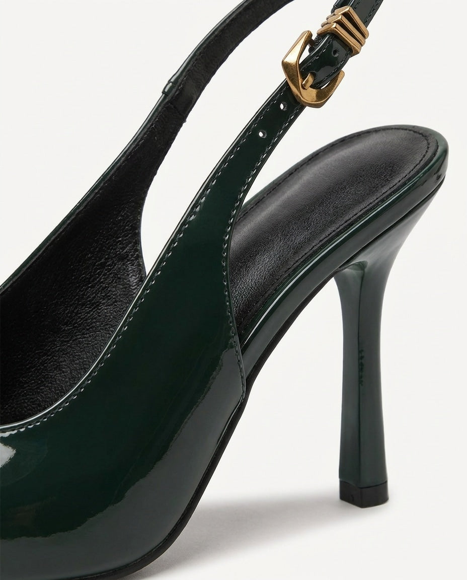 Patent slingback heel, detail view 11