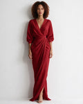 Twist-front wrap maxi dress in Red