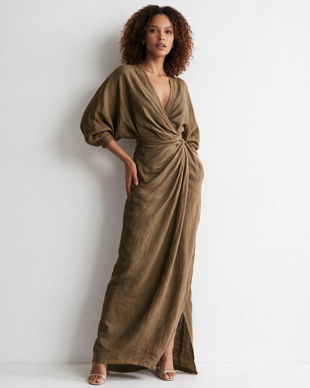 Twist-front wrap maxi dress, detail view 11