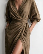 Twist-front wrap maxi dress, detail view 12