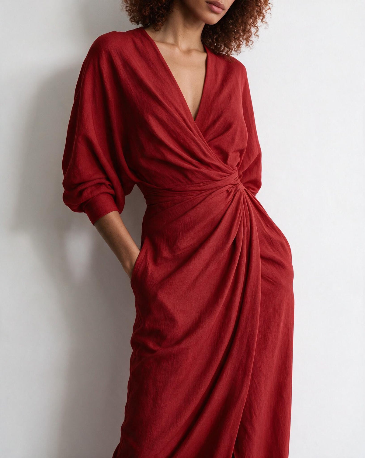 Twist-front wrap maxi dress, detail view 2