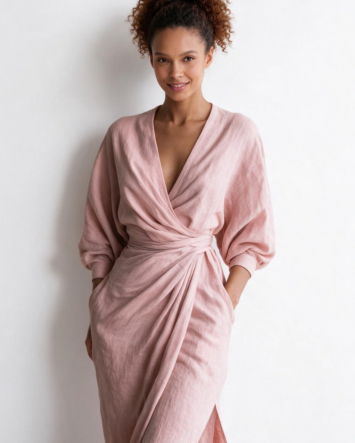 Twist-front wrap maxi dress, detail view 4