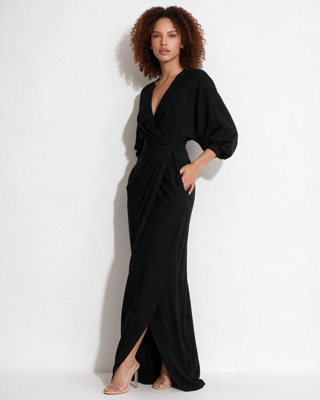 Twist-front wrap maxi dress, detail view 5