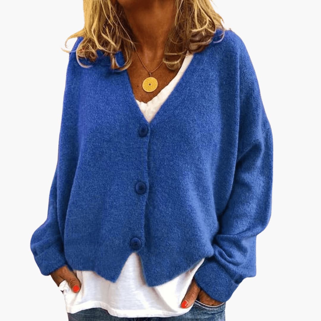 Hyggelig Cardigan med V-hals og Knapper