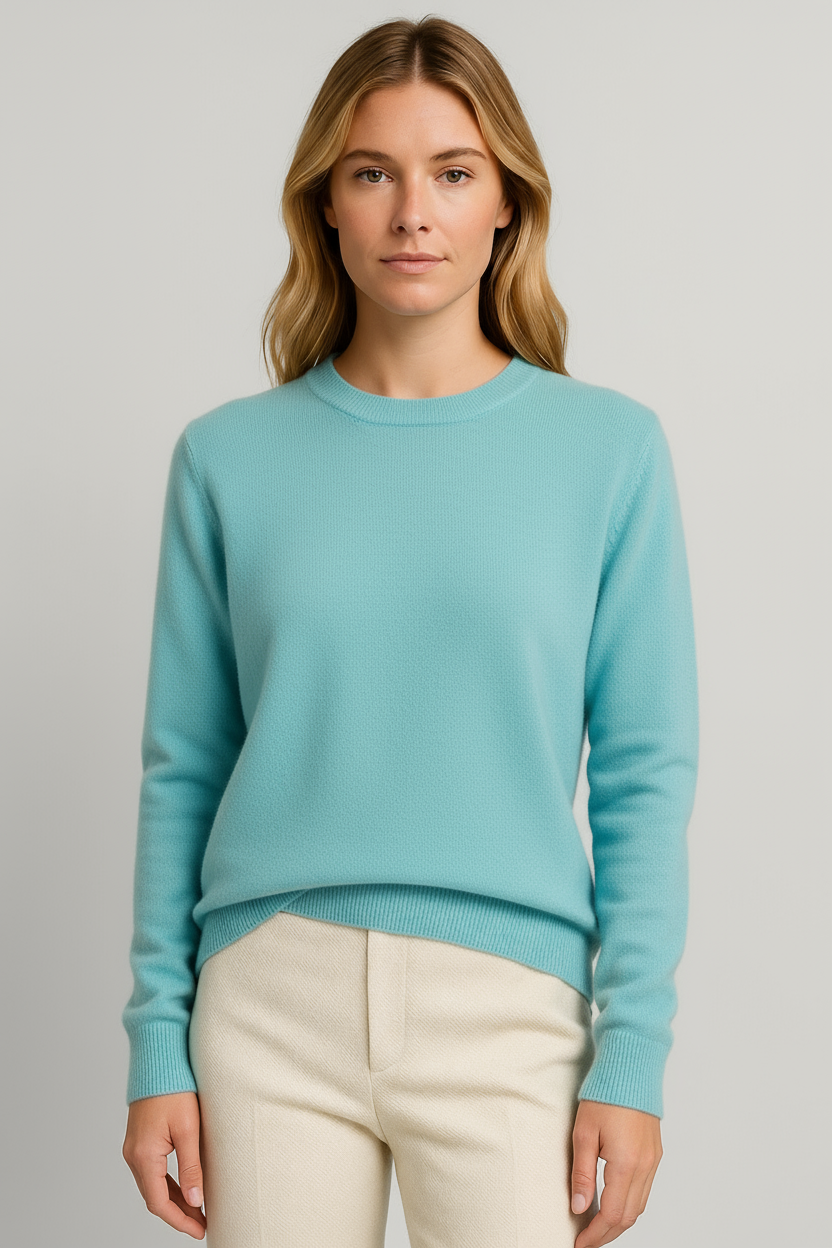 Klassisk Cashmere Sweater med Rund Hals til Damer – detalje 3