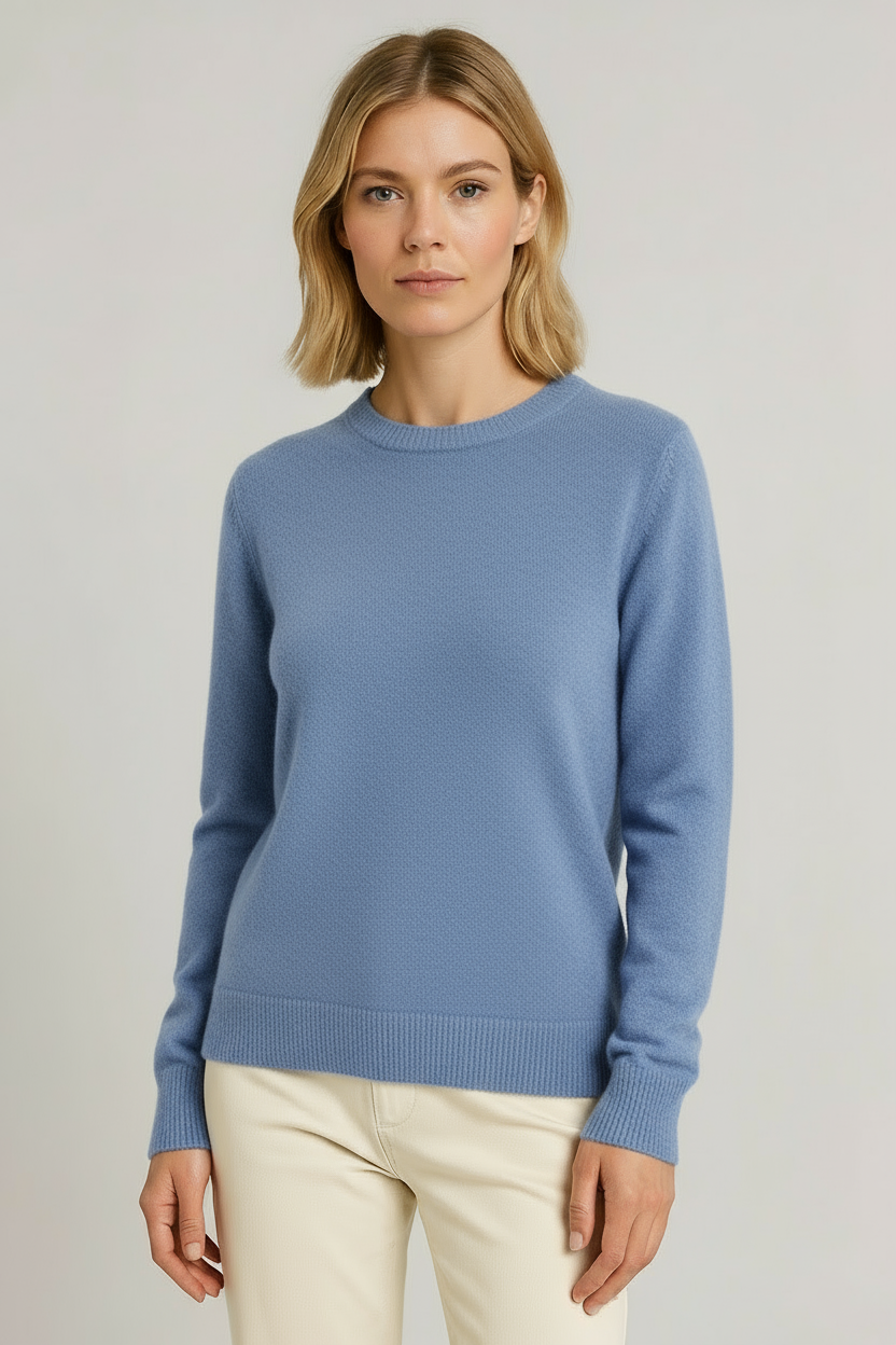 Klassisk Cashmere Sweater med Rund Hals til Damer – detalje 5