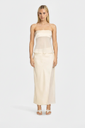 Ivory strapless sheer overlay maxi dress