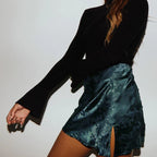 Satin A-line mini skirt, detail view 1