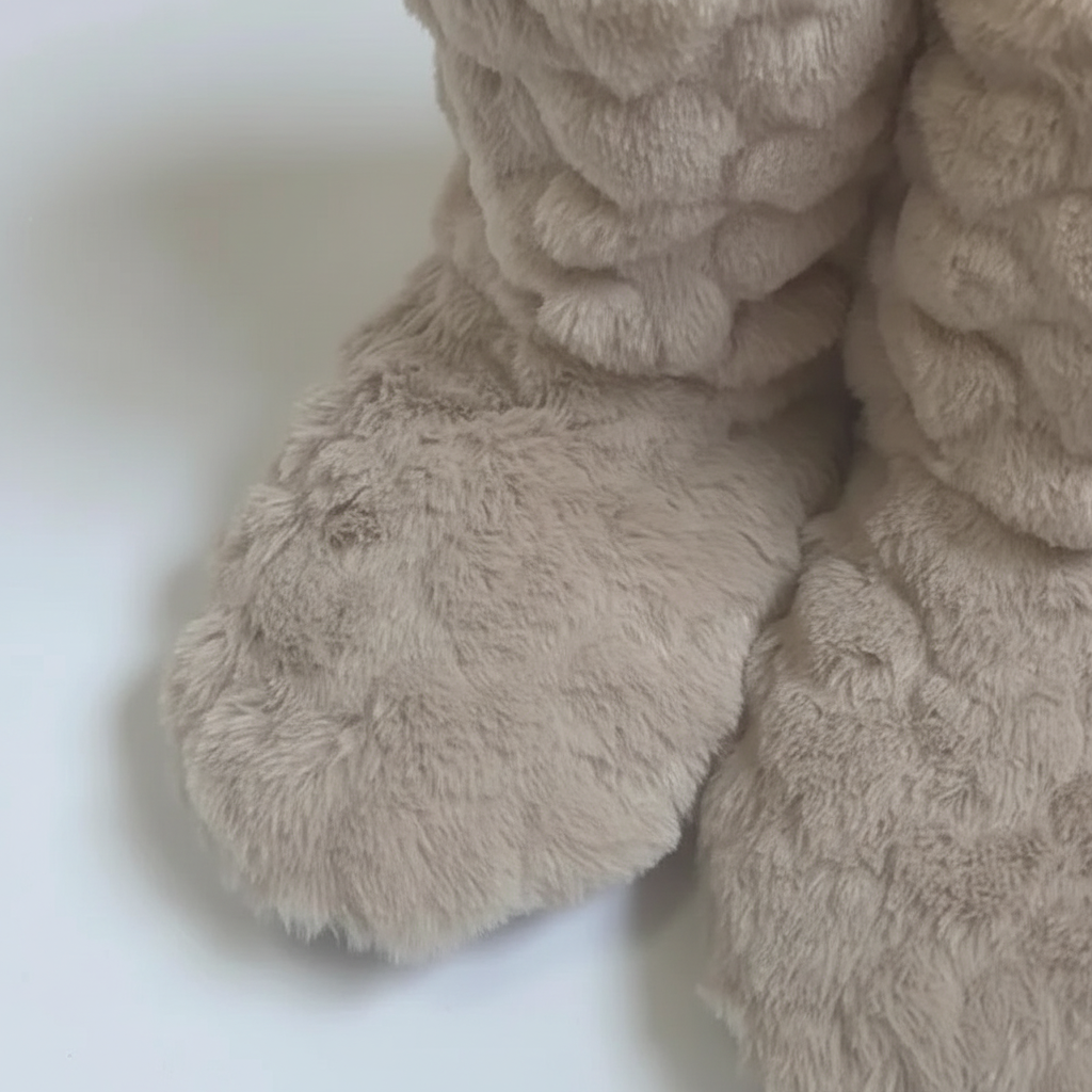 Højskåret Plys-Hjemmesko med Skridsikker Sål til Damer – detalje