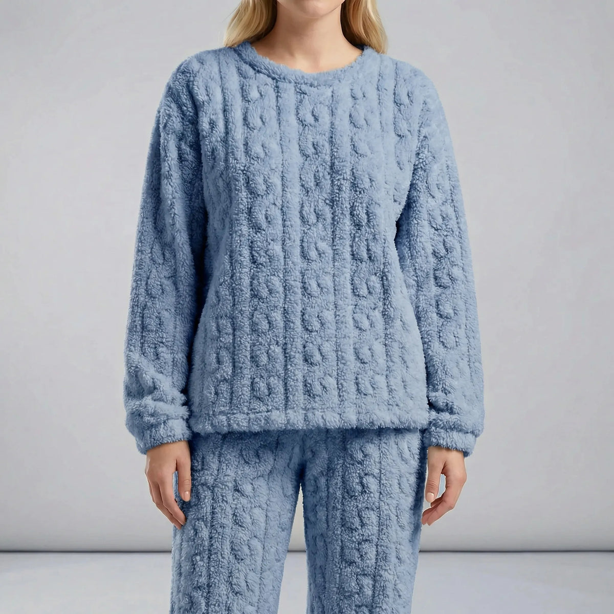 Blødt Strikket Pyjamasæt med Lange Ærmer til Damer – sidefra