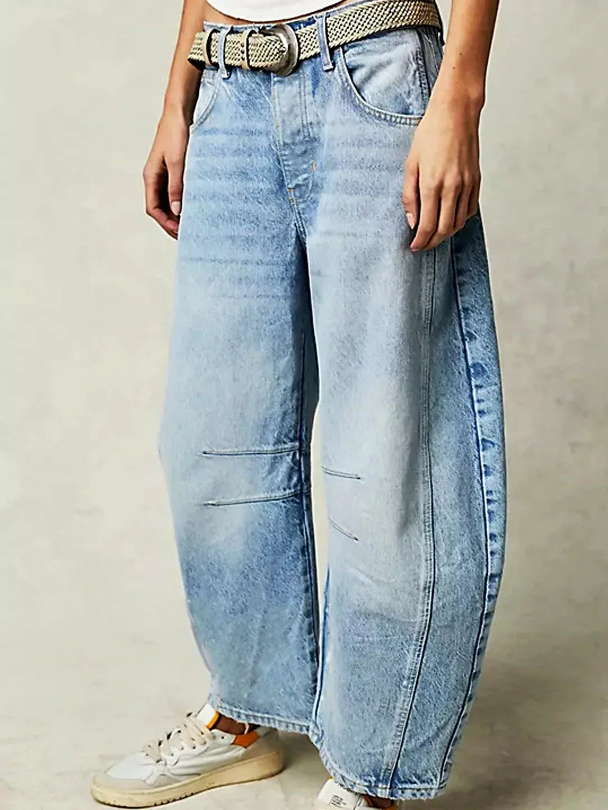 Leopardmønstrede Barrel Jeans til Damer – detalje 10