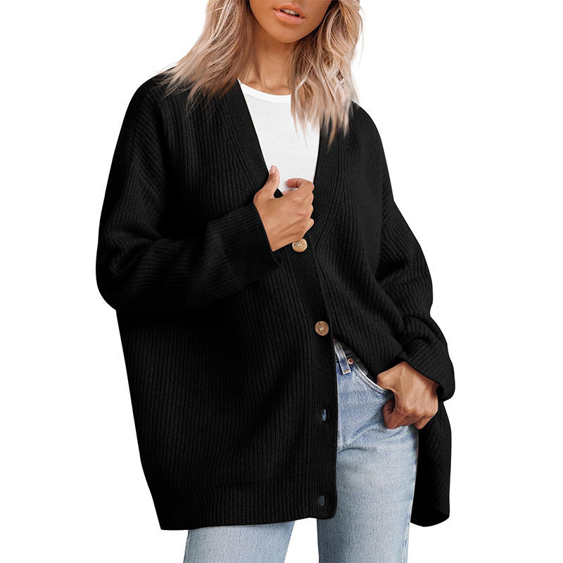 Oversized Cardigan med Knapper til Damer – set forfra