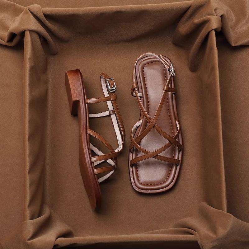 Leather strap sandal with gold buckle, detail view 11