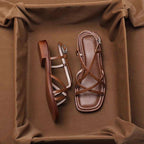 Leather strap sandal with gold buckle, detail view 11