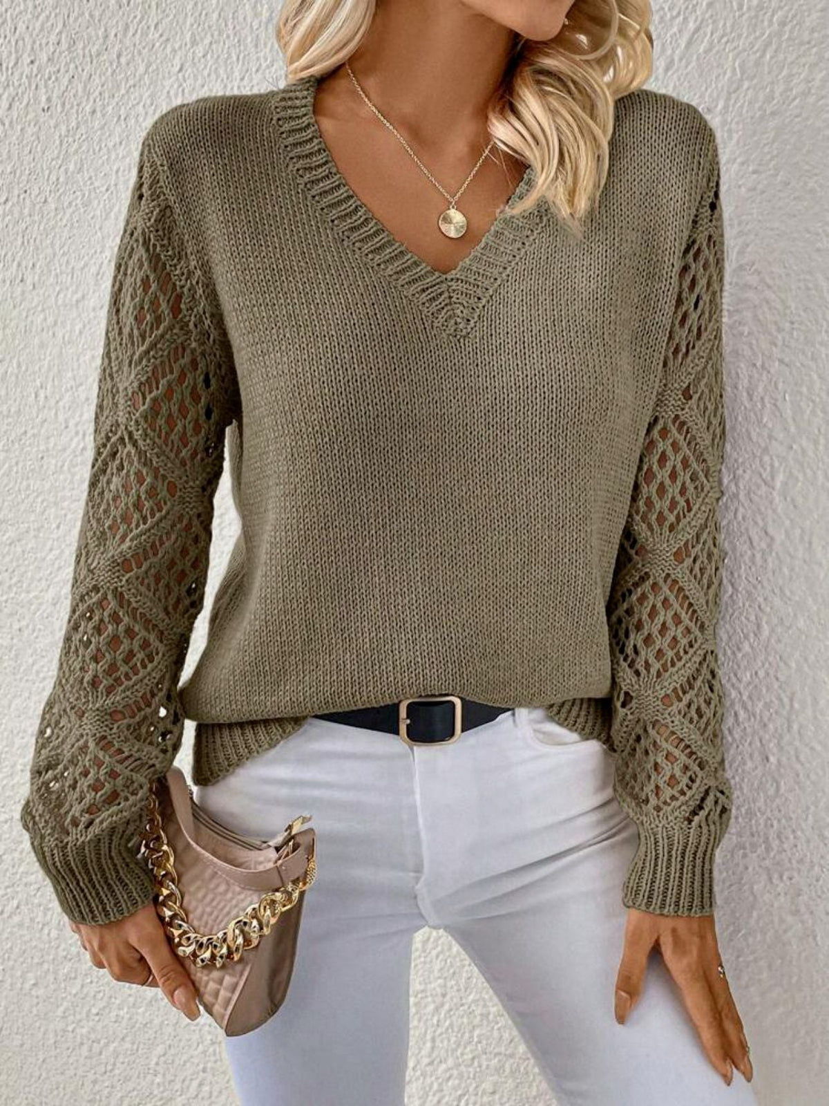 Elizabeth V-hals sweater, set fra siden