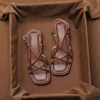 Leather strap sandal with gold buckle, detail view 6
