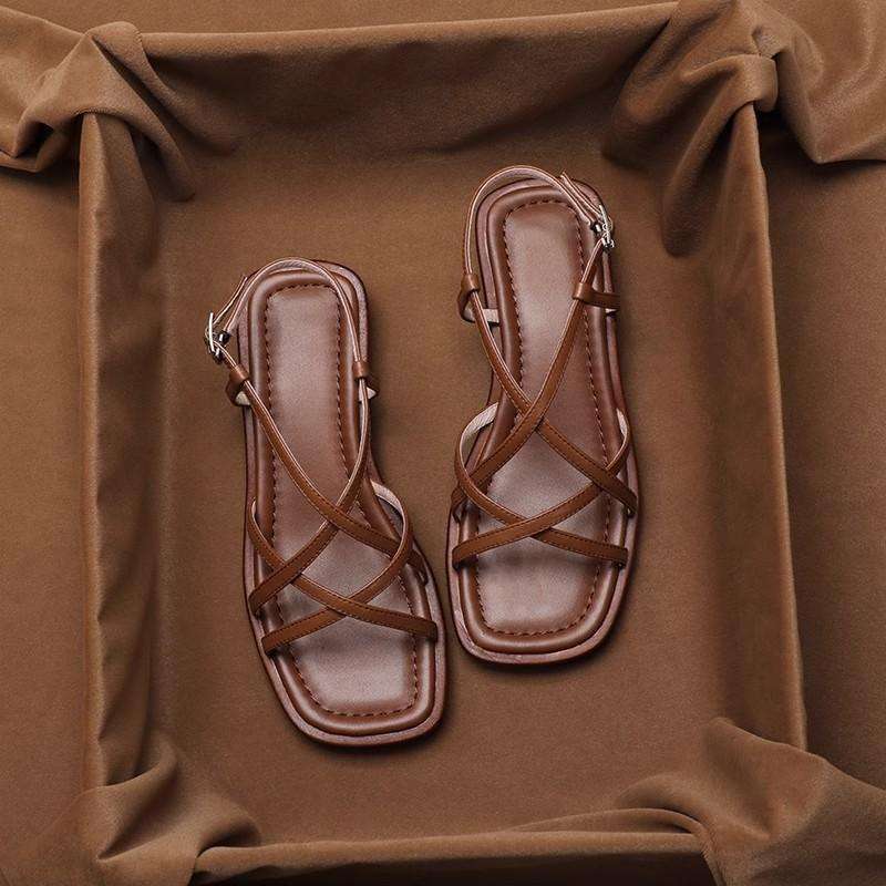 Leather strap sandal with gold buckle, detail view 6
