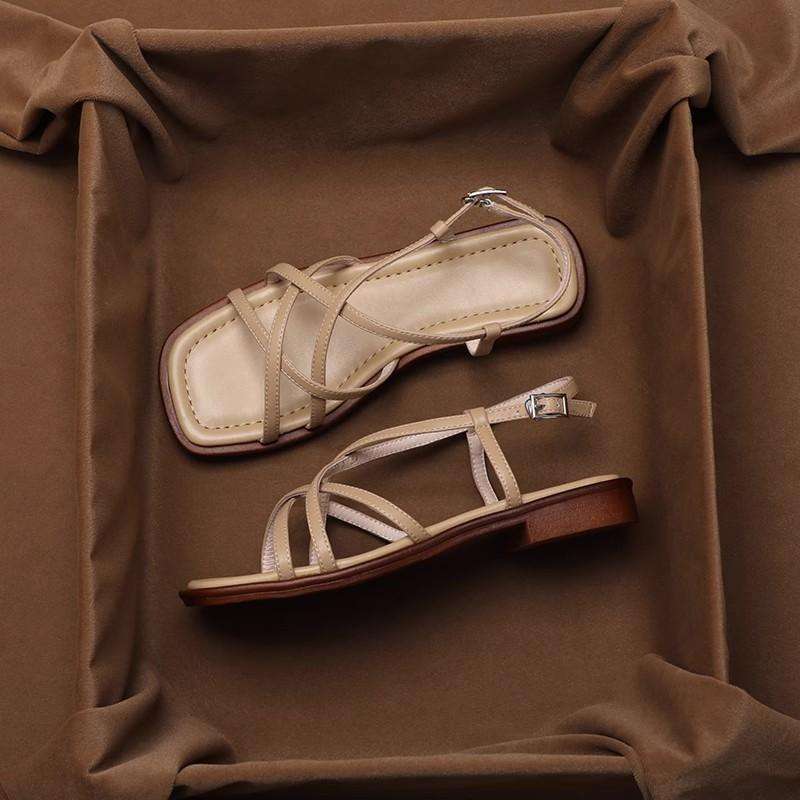 Leather strap sandal with gold buckle, detail view 5