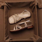 Leather strap sandal with gold buckle, detail view 5