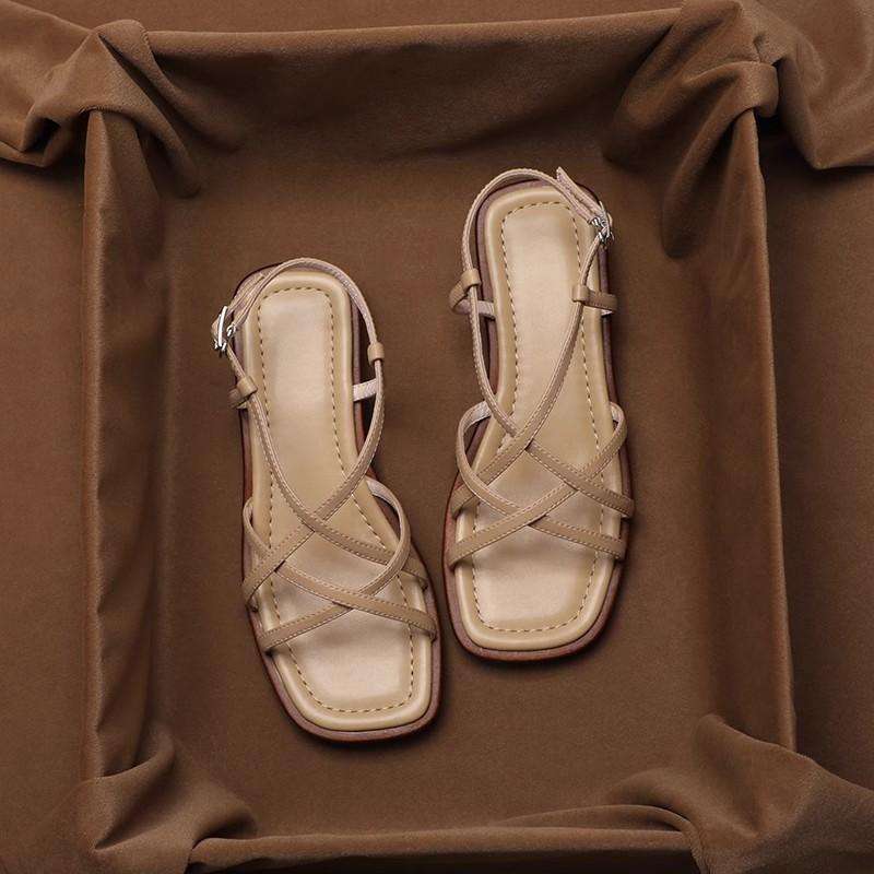 Leather strap sandal with gold buckle, detail view 7