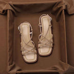 Leather strap sandal with gold buckle, detail view 7