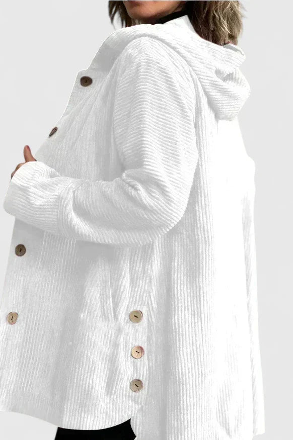 Oversized Fløjlsfrakke med Hætte