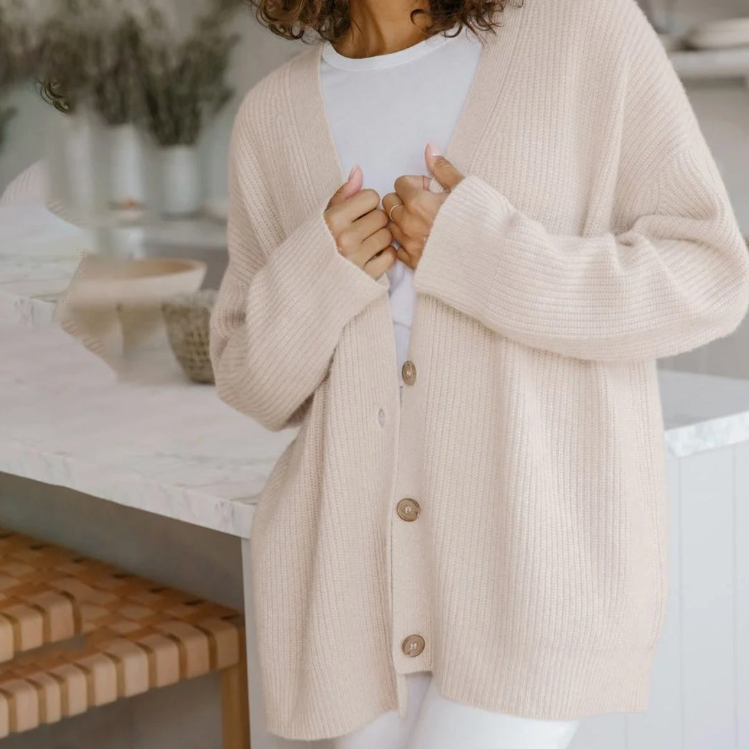 Oversized Cardigan med Knapper til Damer – set bagfra