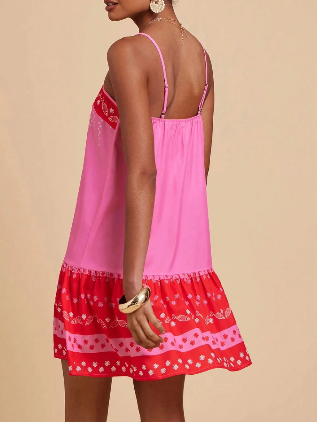 Floral cotton-linen flared dress, detail view 13