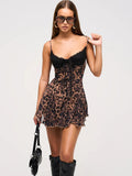 Leopard print corset mini dress, detail view 1