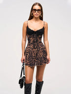 Leopard print corset mini dress, detail view 3