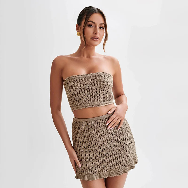 Ribbed knit bandeau beach set, detail view 5