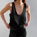 Draped U-neck satin tank top, detail view 16