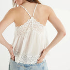 Sheer lace-trim cotton cami, detail view 11