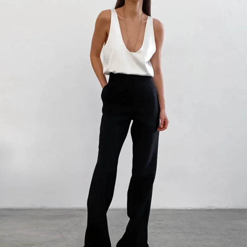 Draped U-neck satin tank top, detail view 14