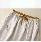 Embroidered linen A-line skirt, detail view 20