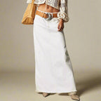 Vintage A-line denim maxi skirt, detail view 7