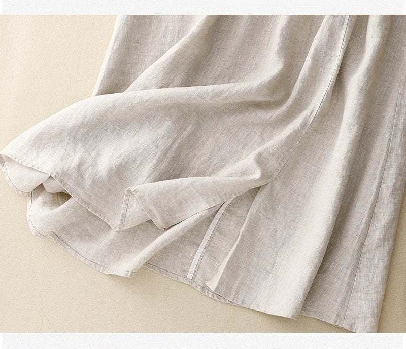 Embroidered linen A-line skirt, detail view 21