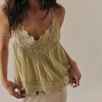 Sheer lace-trim cotton cami, detail view 14