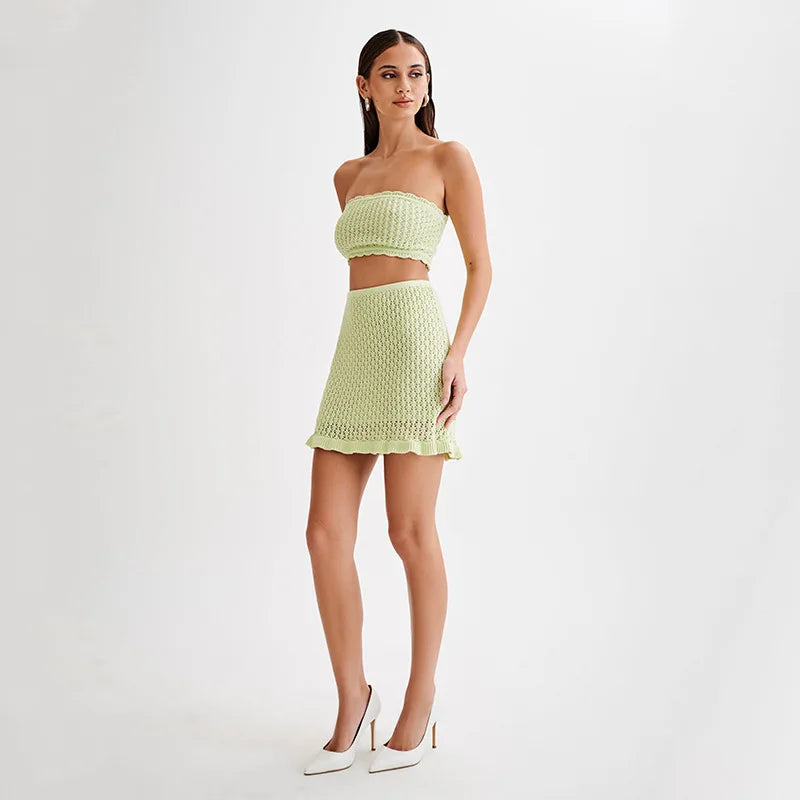 Ribbed knit bandeau beach set, detail view 13