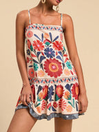 Floral cotton-linen flared dress, detail view 8