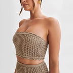 Ribbed knit bandeau beach set, detail view 7